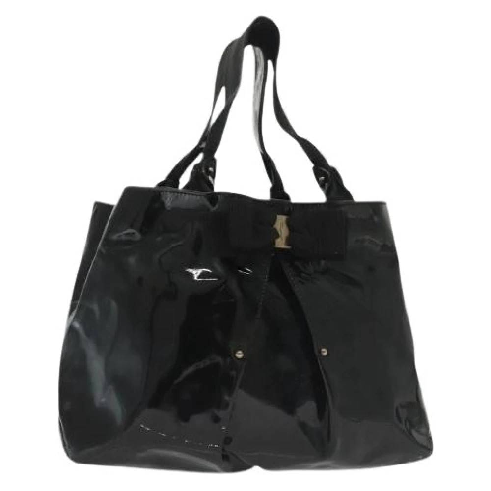 Salvatore Ferragamo Pre-owned Pre-owned Coated canvas skuldertasker - Vintage - Dame - Sort - ONE SIZE - Uld