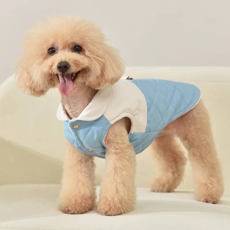 Warm Cotton Dog Coat Vest & Puppy Shirt - Blue / M (M)