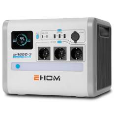 EHOM Tragbare Powerstation EP1650, 1024Wh Solar Generator LiFePO4 mit 3 * 1650W (Spitze 2700W) AC-Ausgänge，2 * 100W USB-C, 400W Solar Laden, Ultra-Leise, Notstrom für Zuhause, Reise, Camping & Garten