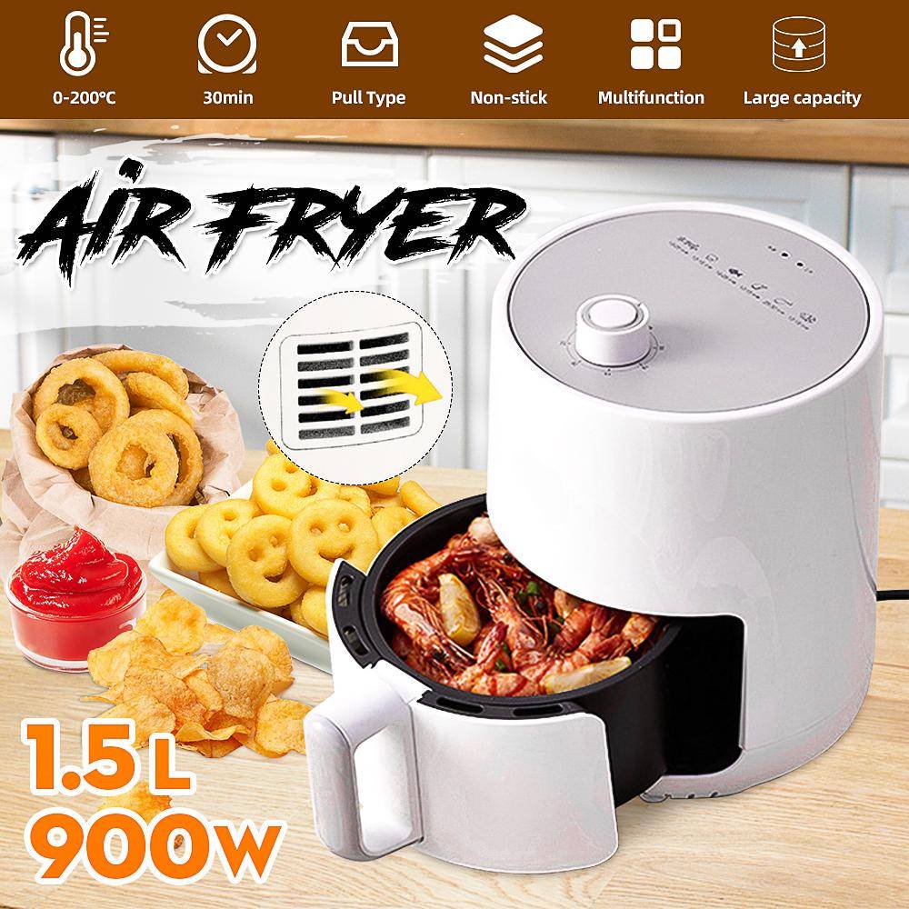 1,5L Airfryer Ugnsstekare 900W Elektrisk Fritös Ugn Oljefri Låg Fett Hälsosam Vit
