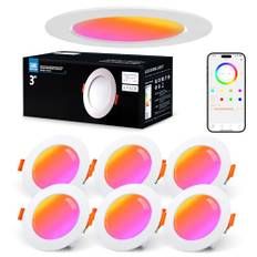 VARICART Smart LED-downlights för tak Alexa, 7 W Bluetooth RGB färgskiftande spotlampor, dimbara infällda taklampor dagsljus vit 5 000 K, APP-kontroll för vardagsrum sovrum, 6 st