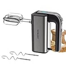 SOKANY 800 W handvisp rostfritt stål knådare handmixer, 5 hastigheter med exit-knapp, handvisp med 2 knådningskrokar och 2 vispar (CX-6651)