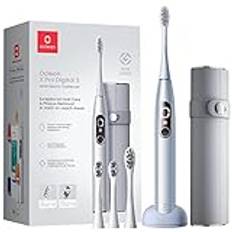 Oclean X Pro Digital Elektrische Zahnbürste mit 4 Bürstenköpfe & Reiseetui, Schallzahnbürste mit Farbdisplay, 30 Tage Akkulaufzeit, 3 Modi, 8-Bereiche-Verfolgung, mit Timer & APP, Silber