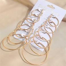 12 st/set Örhängen Ring Set Rostfritt Stål Stor Och Små Olika storlekar Cirkel Överdriven C-formad Dekoration Guld Ringar Silver Runda Ringar Örhängen
