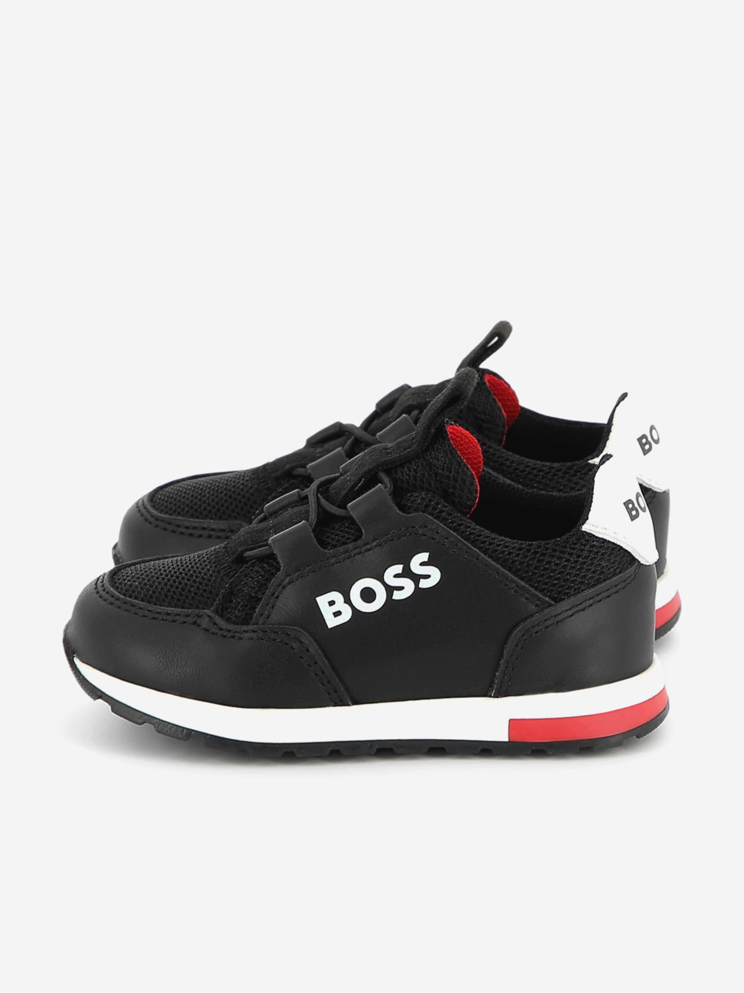 BOSS Boys Logo Trainers in Black - Black / EU 30 UK 11.5 (EU 30 UK 11.5)