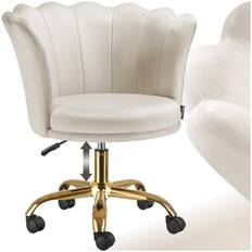 Kontorstol Stella velour - creme/guld