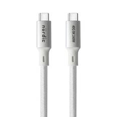 NÖRDIC 2m USB4 USB-C til C nylonflettet kabel PD3.1 med 240W hurtigopladning 40G 8K60Hz 4K120Hz 5K60Hz 2x4K60Hz Emarker