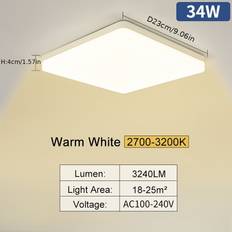 TEMU &ben 34w Square Led Ceiling Light - Warm, Cool & Neutral White , Ultra-thin Design, , Ac -240v - Ideal For , Living Room & Kitchen Decor, Bedroom Decor