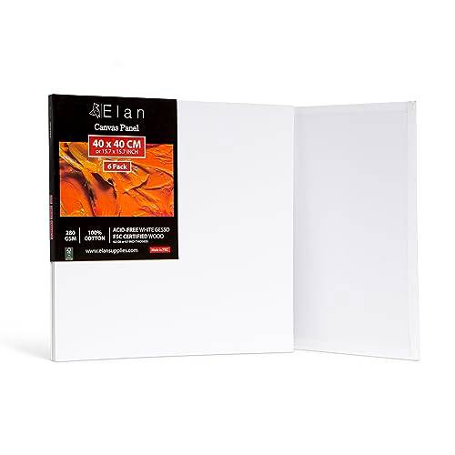 Elan kanvaspaneler i bomull för målning 40x40 cm, 6-pack målardukar