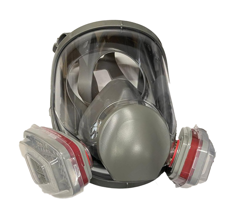 Helmaske - Gasmaske med dobbeltfilter.