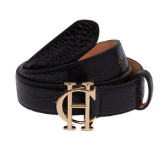 Holland Cooper HC Classic Slim Belt - Black Croc / Small