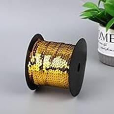 GreatRise 100 yard färgglada paljettband, paljetttrim, glitter, paljetter, trim, string, paljetter, dekorband, glitterband, pysselband för kläddekoration, pannband, normal mörkguld