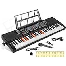Hricane 61 lysande tangenter, epiano digitalpiano med mikrofon notställ och pianoton, midi tangentbord full storlek, elektrisk piano för vuxna barn, HEP-669S svart modern