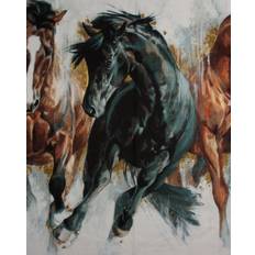 Stallion, 3 heste i galop - Patchwork panel - 100% Bomuld