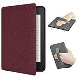 ERUNTO Fodral, för 7 tums/12:e generationens Kindle Paperwhite, Signature Edition och Kindle Colorsoft TPU-fodral med tygstruktur och handrem, dubbelsidigt magnetfodral med väcknings-/vilofunktion