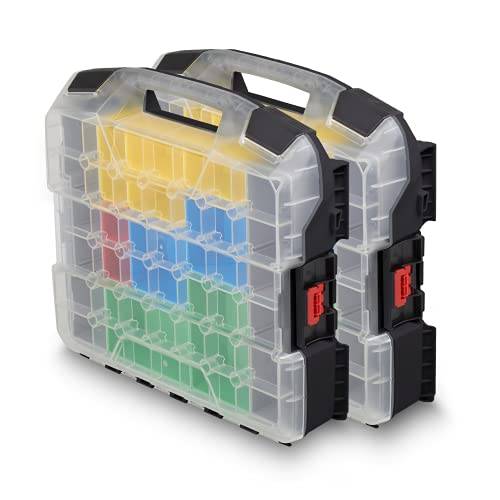 L-BOXX Sortimo W-BOXX 102 svart inkl. insatslådor set med 2 | sortimentslåda L-fodral | skruvlåda förvaring med lock | alternativ för magasin