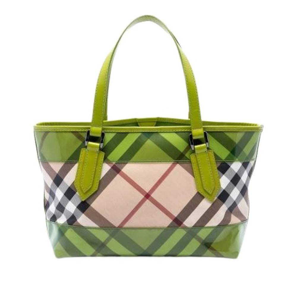 Burberry Vintage Pre-owned Canvas Tote Bag - Vintage - Dame - Grøn - ONE SIZE - Uld
