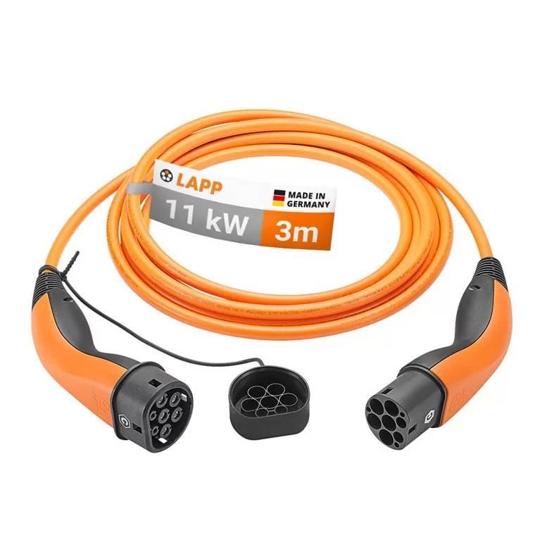 LAPP MOBILITY Type 2 opladningskabel, op til 11 kW, 3 m, orange.