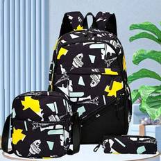 Fashion New Three Pieces Campus Backpack Set - Black
