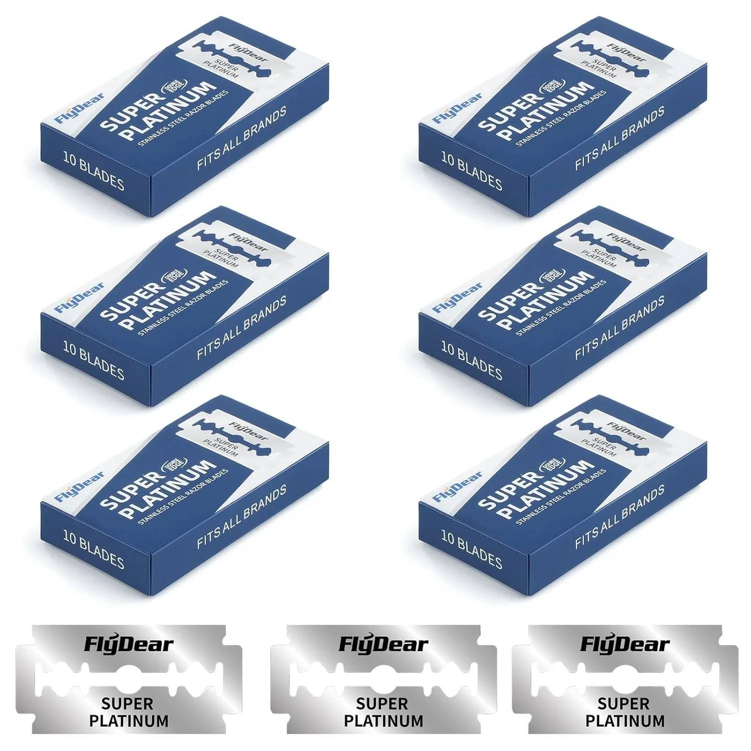 Count Men's Double Edge Safety Razor Blades Platinum Stainless Steel for Smooth Clean Shave - Pack of 5