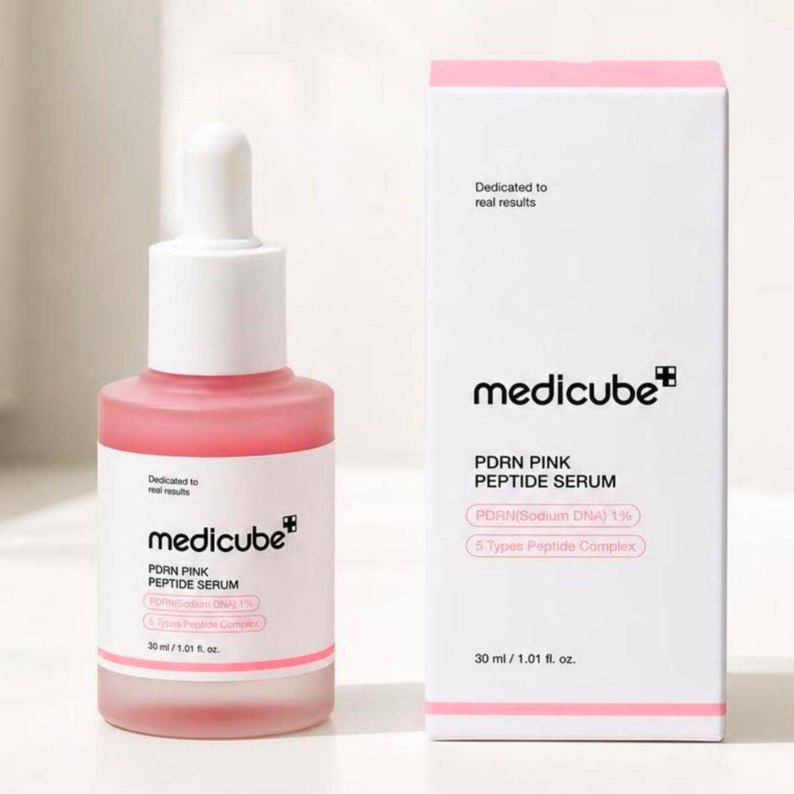 Medicube PDRN Pink Peptide Ampoule Korean Skincare Serum 30ml white