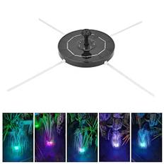 3,5 W LED Solar Fountain Pump, Solar Bird Bath Fountain med 7 Färgglada LED-lampor, 1800mAh Batteri och 6 Munstycken, Säkerhetsskydd, Hållbar Soldriven Vattenfontän för Fågelbad(Svart munstycke)