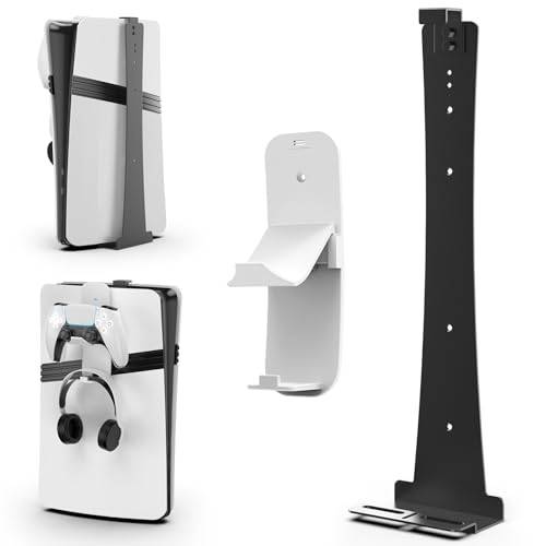 Aceshop Väggfäste PS5 slim stabil stålväggstativ hållare för PS5 smal konsol med styrenhetshållare, svart