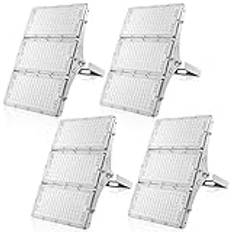 Viugreum 4-pack 300 W utomhus LED-strålkastare, IP66 vattentät spotlight säkerhet, superljus 2 4 000 lm arbet vägglampa för gård, trädgård, garage, hall, 6 500 K kall vit [energiklass A++]