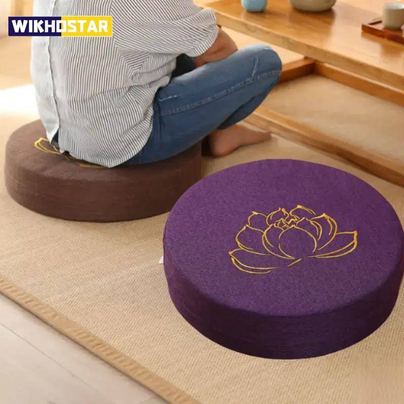 40X6CM Yoga Meditation Linne Kuddar Hård Lotusstruktur Meditationskudde Ryggstödskudde Tatamimatta Avtagbar Tvättbar vit