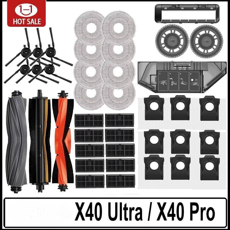 för Dreame X40 Ultra / X40 Pro / L40 Ultra Robotdammsugare Reservdelar Huvud- och Sidoborstar Moppdukar HEPA-filter Dammbehållare Tillbehör