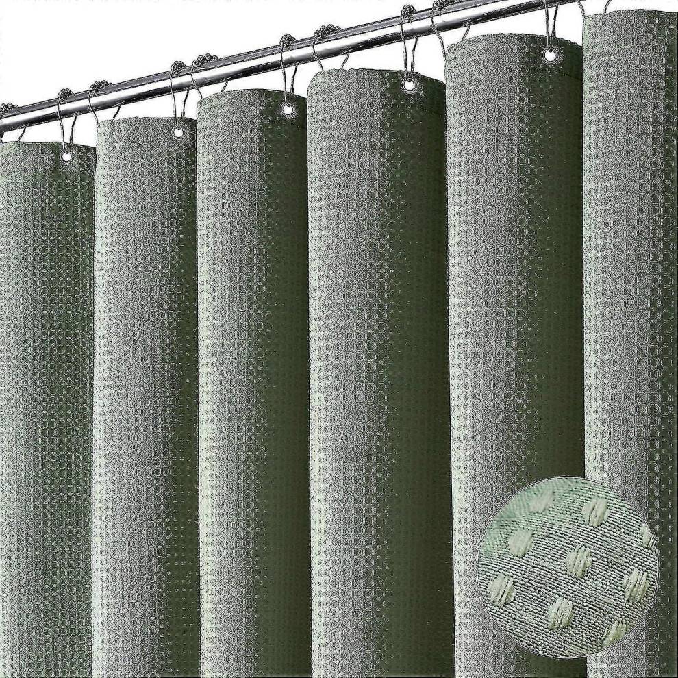 (1.8mx1.8m height, Sage Green) Shower Curtain - Waffle Textured Heavy Duty Thick Fabric Shower Curtains For Bathroom - RiRi