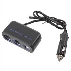 OLESSON 1638 120W 1 to 2 Cigarette Lighter Sockets Splitter and Dual USB Car Charger