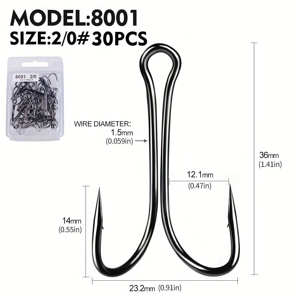 30pcs/box High Carbon Steel Fishing Hooks - Ray , Chicken Feet Hooks, Double Hooks, Anchor Hooks With Barbs