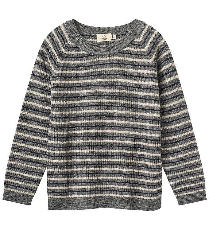 Copenhagen Colors Bluse - Uld - Rib - Grey Stripe - Copenhagen Colors - 6 år (116) - Bluse