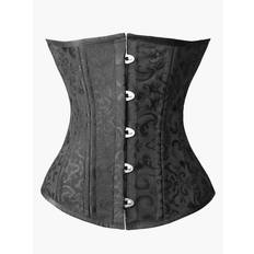 Women Underbust Corset Girdle Blue Jacquard Waist Trainer Sexy Lingerie