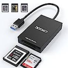 XQD SD-kortläsare USB3.0 minneskortläsare med dubbla fack är kompatibel med XQD/SD/Sony M-serien/Lexar USB Mark Card/SD/SDHC/SDXC/MMC/RS MMC stöder Windows/Mac Linux etc.