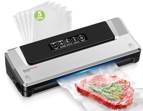 Bonsenkitchen Vakuumiergerät, Sous Vide Folienschweißgerät,5 Beutel