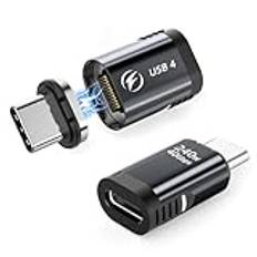 HanCenDa magnetisk USB C-adapter 2-pack, 180 graders typ C magnetisk adapter 24 stift svart, PD 240 W snabbladdning USB4 40 Gbit/s dataöverföring 8K 60 Hz video för Thunderbolt 3/4, MacBook Pro/Air