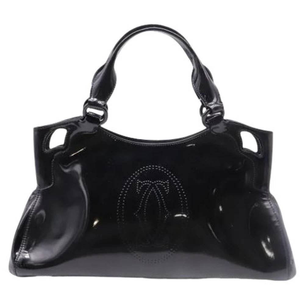 Cartier Vintage Pre-owned Small Marcello Tote Bag i patentlæder - Vintage - Dame - Sort - ONE SIZE - Læder