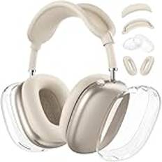 [4-i-1] Silikonfodral för AirPods Max (2024/2020), klar TPU örondynskydd/öronkåpa/pannbandsskydd för AirPods Max, genomskinliga silikontillbehör för Apple AirPods Max ny USB-C, sten