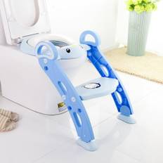 Jying Børns potte Uddannelse Toilet med Trin Taburet og håndtag foldbare og bærbare Baby Potte Infant Kids Toilet Training Seat blå