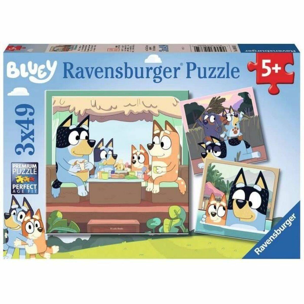 Bluey Ravensburger 3-Pusselset - 147 Bitars i Blått