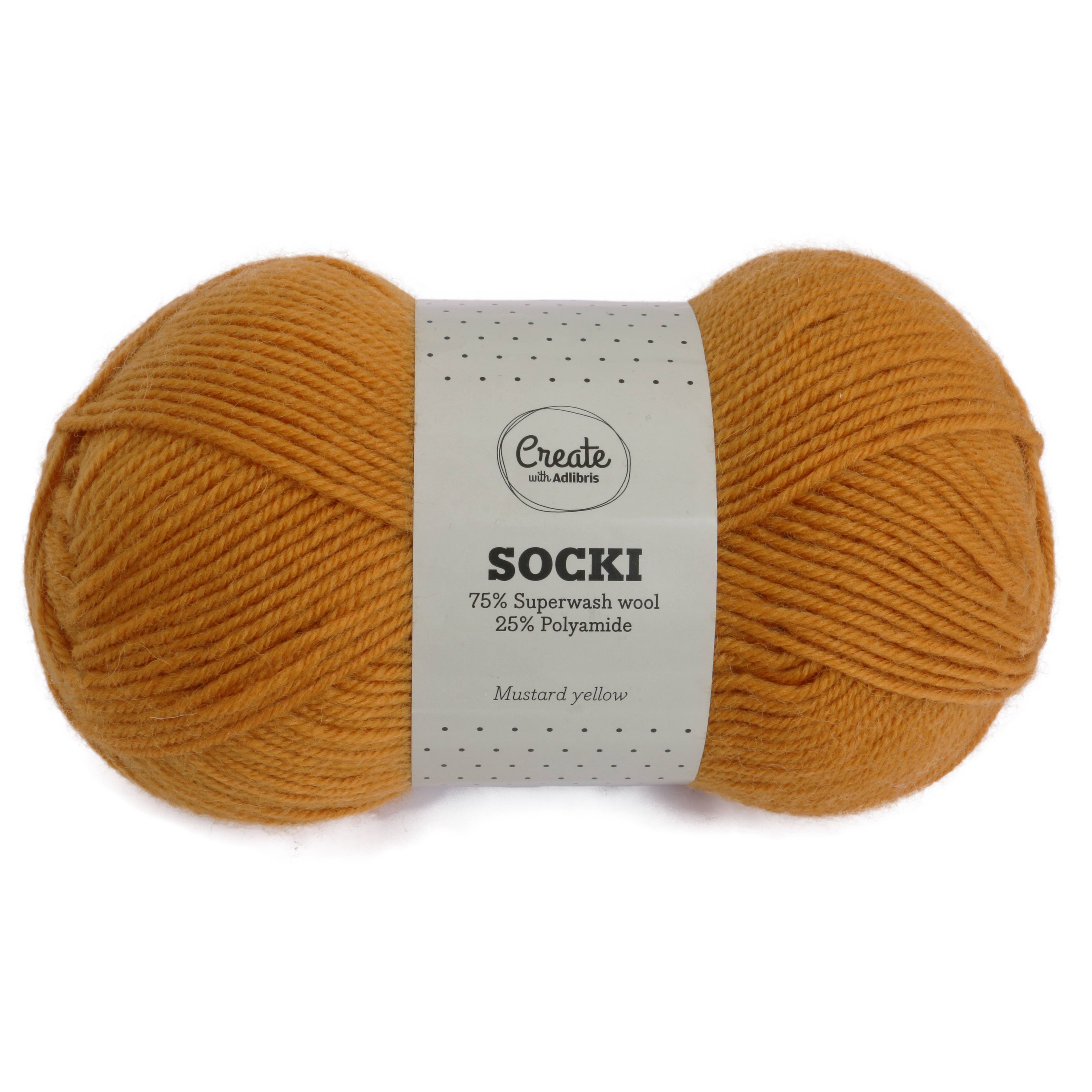 Socki Garn Enfärgat Ullmix 100 g Mustard Yellow A018 Adlibris