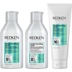Redken Acidic Bonding Curls Silicone-Free Shampoo Conditioner and Leave-In Routine for Damaged Curls and Coils
