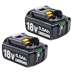 BOTKK 2X BL1860B för Makita 18V ersättningsbatteri för Makita BL1860 BL1850B BL1850 BL1845 BL1840 BL1835 BL1830 BL1815 LXT-400 med indikator