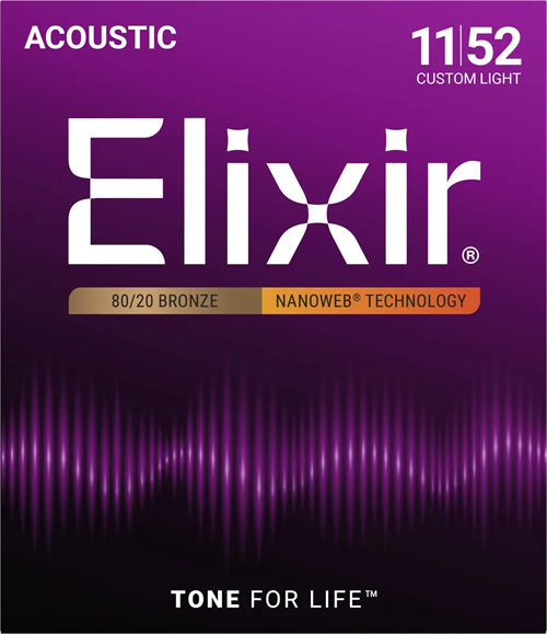 Elixir NANOWEB akustiske guitarstrenge 80/20 Bronze Custom Light 11-52