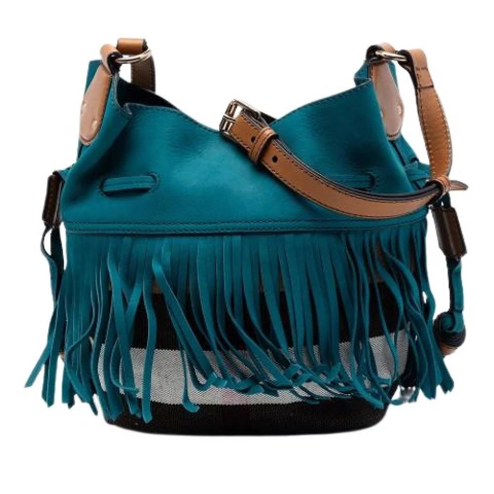 Burberry Vintage Pre-owned Belgrove Bucket Bag - Vintage - Dame - Blå - ONE SIZE - Læder