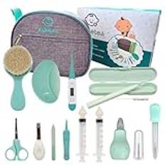 etes - Nyfödd babyvårdsset Hygienkit för babyvård. Förpackning med kalk, sax, snopp, spruta baby, borste, kam – komplett babykit för resor och daglig användning