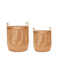 Hübsch - Vantage Baskets (set of 2) - Kurv - Large Set - Nature - Ø60 x H70 cm