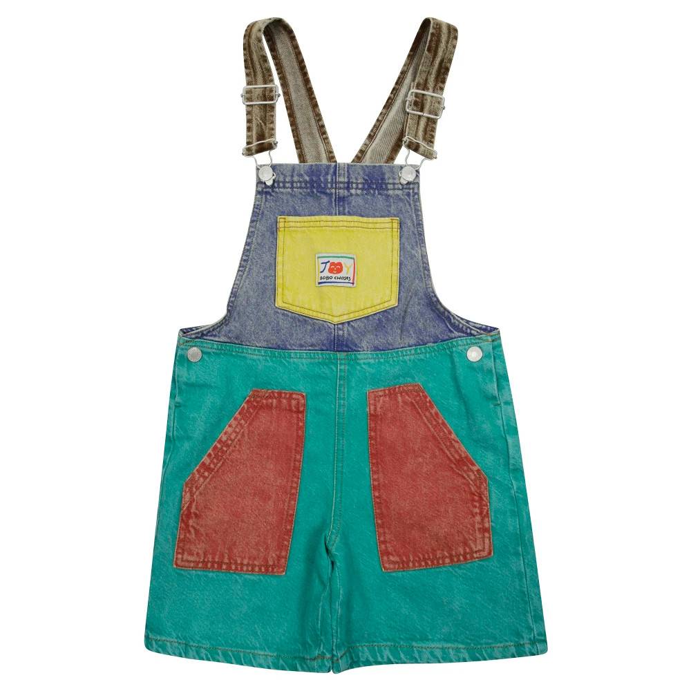 Bobo Choses Smiling Color Block Denim Dungaree - Kids - unisex - Blå - 152 CM - Denim